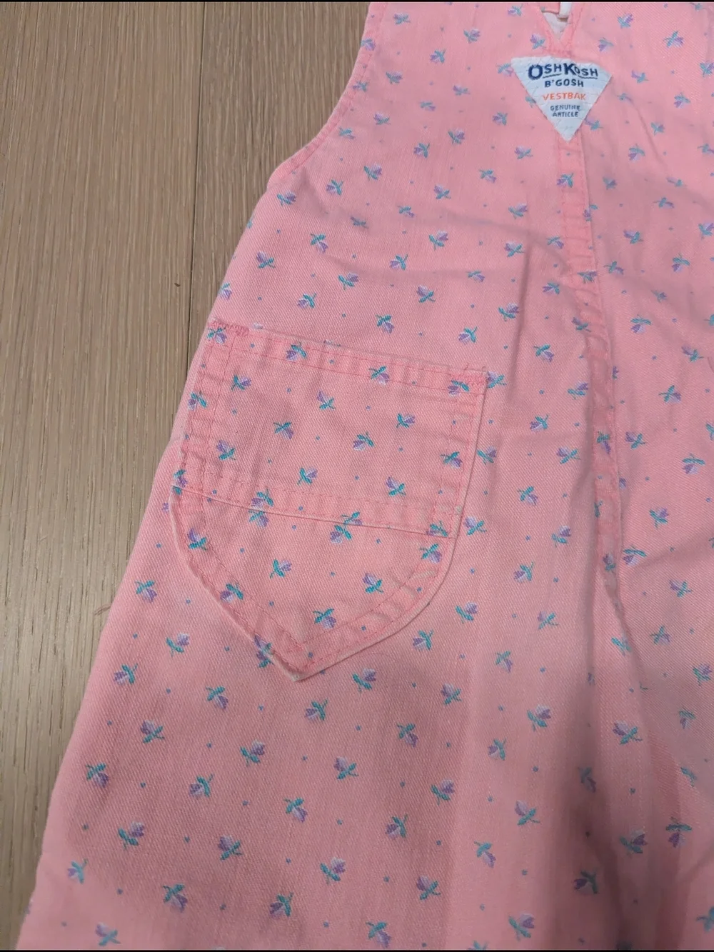 OshKosh B'gosh Pink Printed Kids Overalls Vintage Made In USA